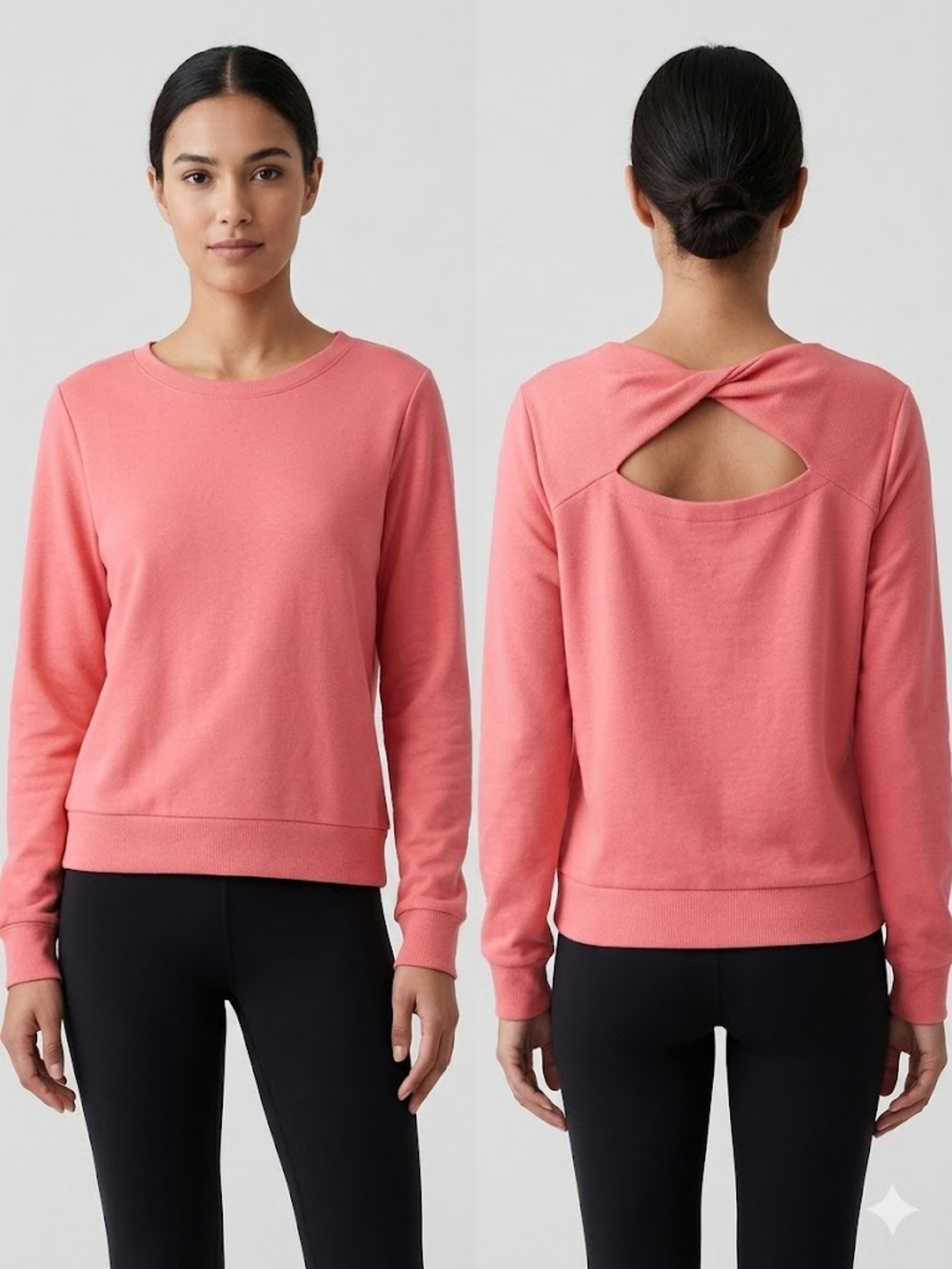 Avia Coral Pink Crewneck Sweatshirt with open twist back Women’s Size Small 4-6